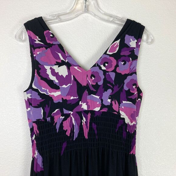 Vintage Jessica Howard Maxi Tank Dress Size 6 Stretch Empire Smocked Waist - Picture 5 of 6